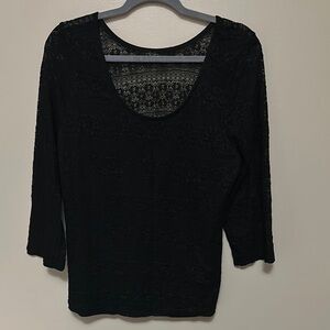 Deb Y2K Black Lace Sheer Back & 3/4 Sleeves Women's Blouse Size 2X